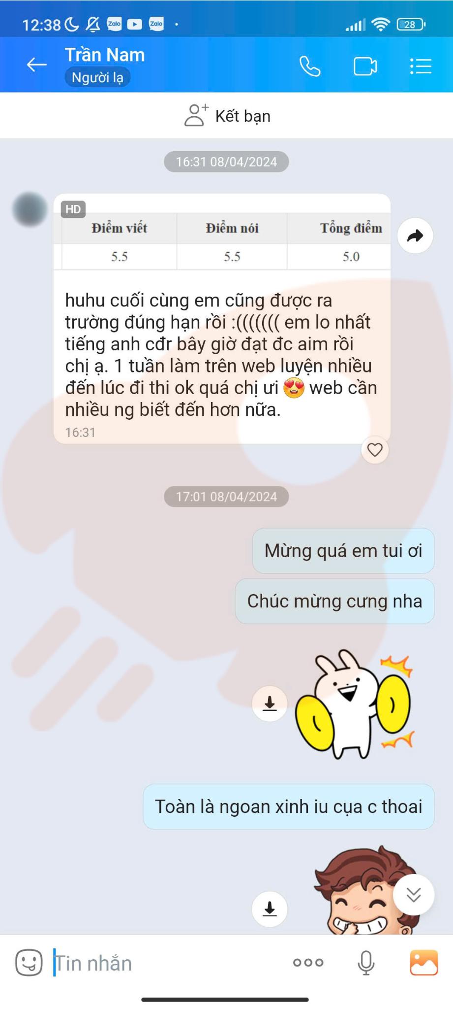 Phản hồi học viên 1