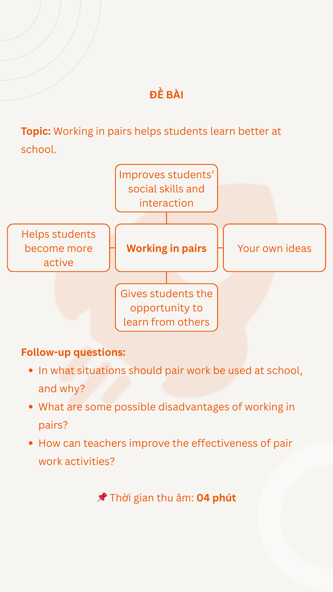 VSTEP Speaking Part 3 - Đề 1: Working in pairs helps students learn better at school