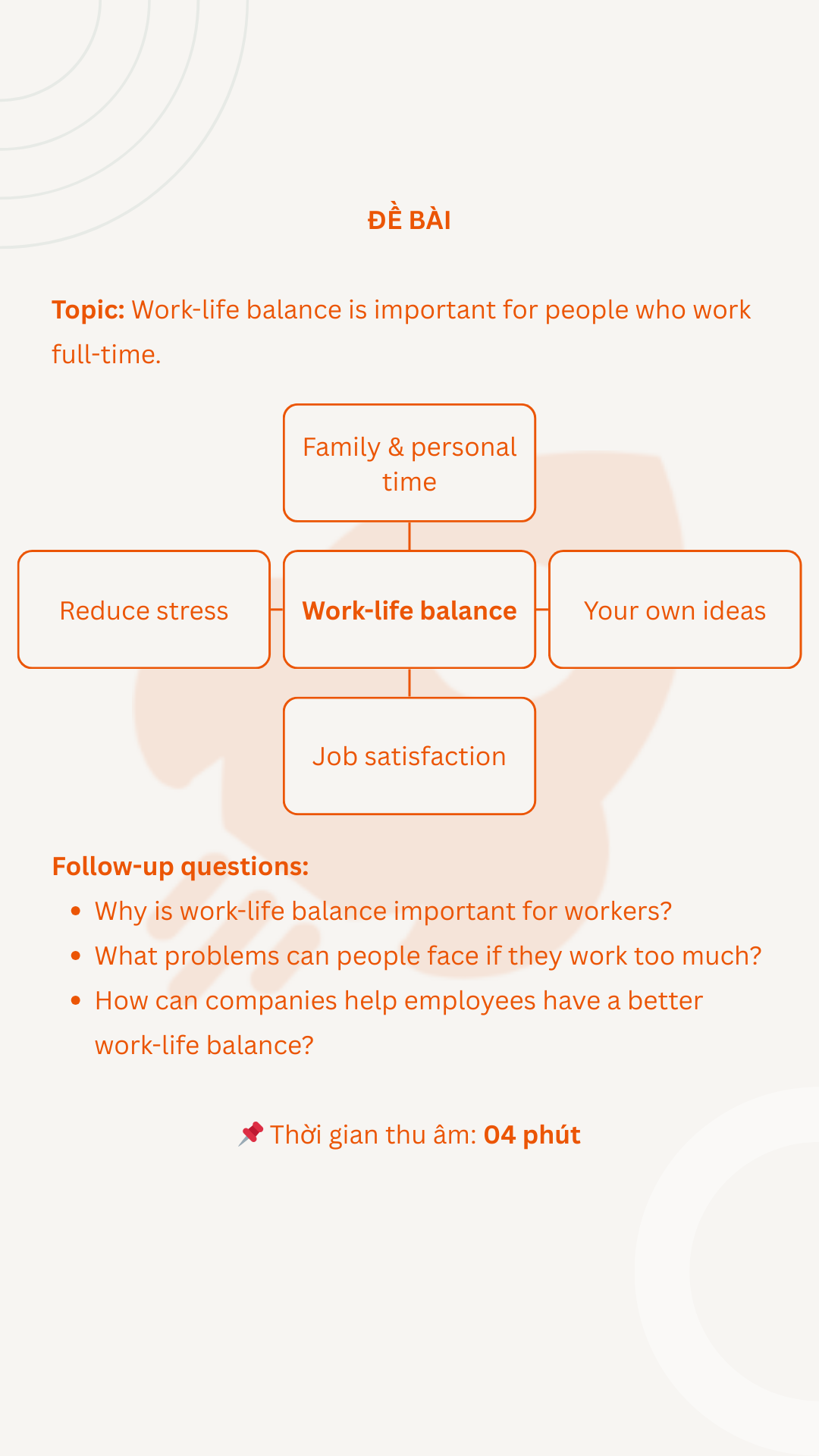 VSTEP Speaking Part 3 - Đề 5: Work-life balance is important for people who work full-time