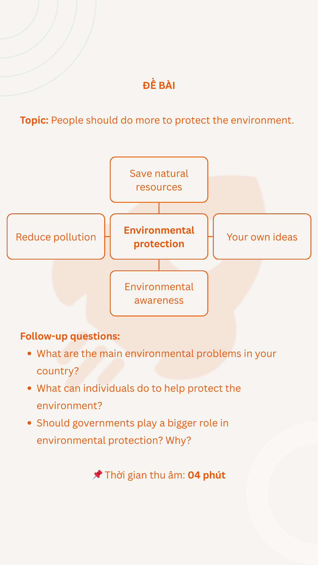 VSTEP Speaking Part 3 - Đề 9: People should do more to protect the environment