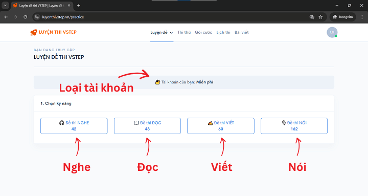 Hướng dẫn chọn đề luyện tập VSTEP 2