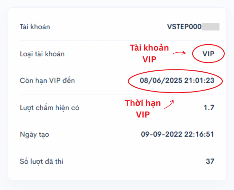 Thông tin tài khoản VIP